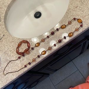Amber beaded necklace and bracelet